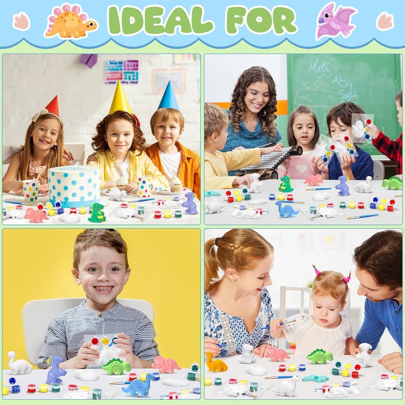 Simgoing 20 Set Dinosaur Ceramic Painting Kit DIY Ceramic to Paint Your Own Dinosaur Figurines Unpainted Plaster Arts and Craft for Adults Birthday Party Favors - Image 3